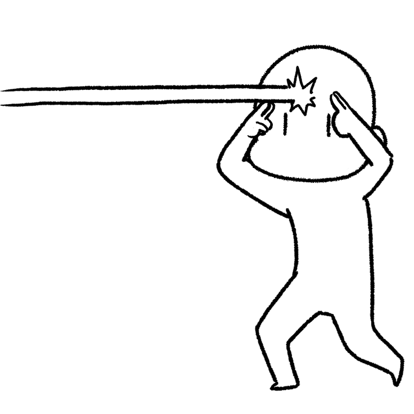 Mame firing a beam from the head