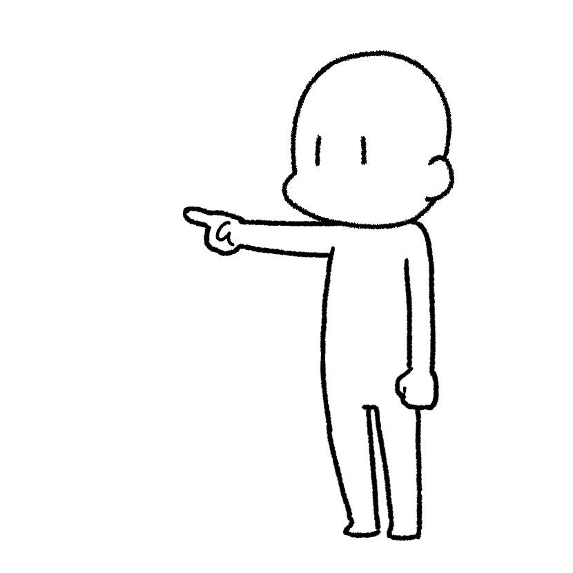 Mame pressing with a finger, character only