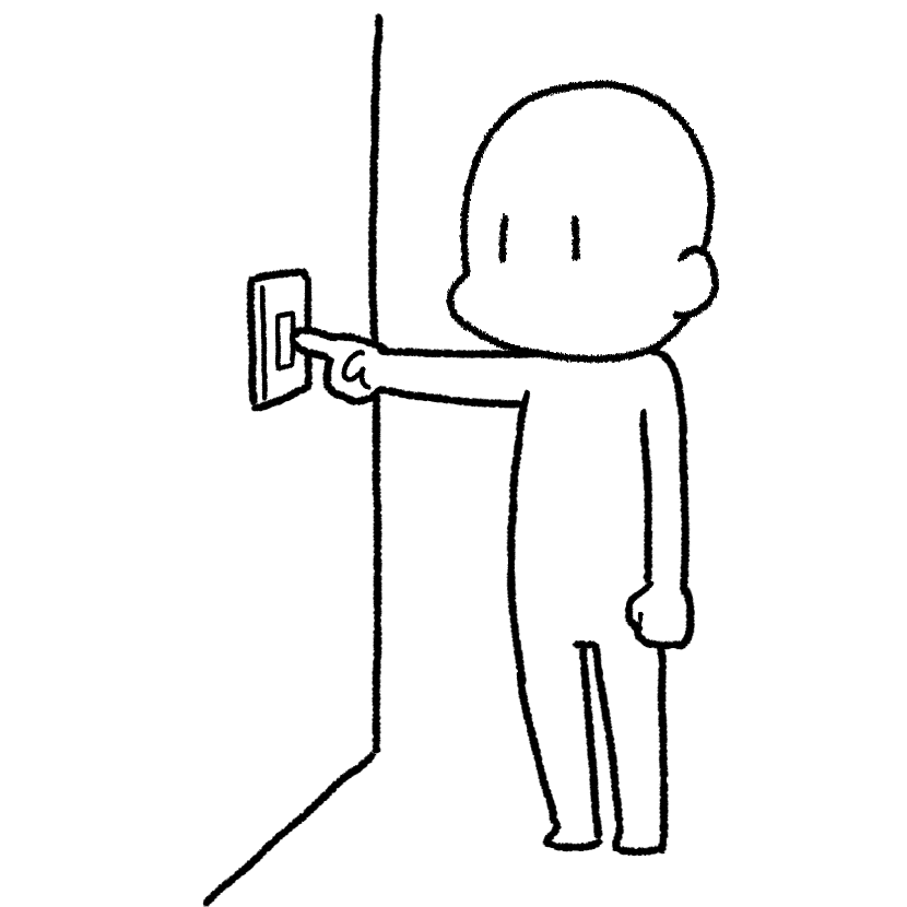人差し指で押す
