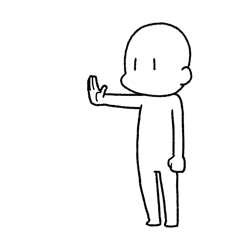 Mame holding out a palm, character only