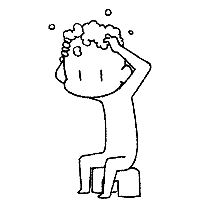 頭を洗うまめ