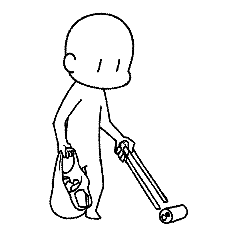 トングで拾う