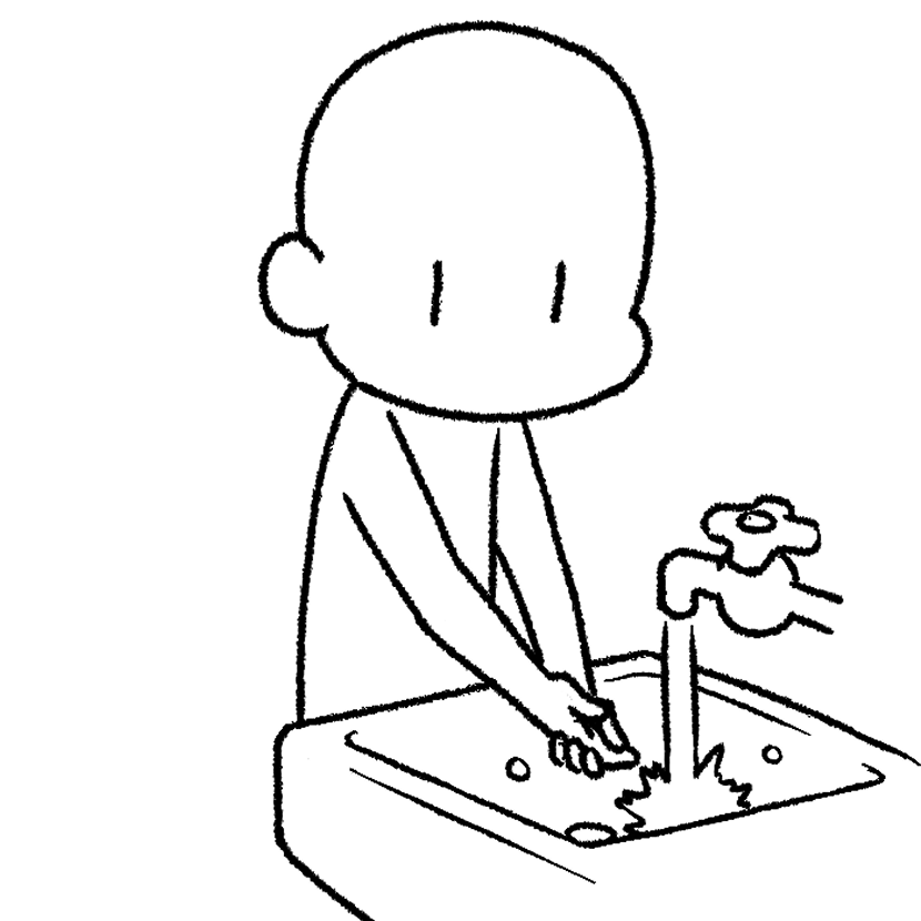 手を洗う