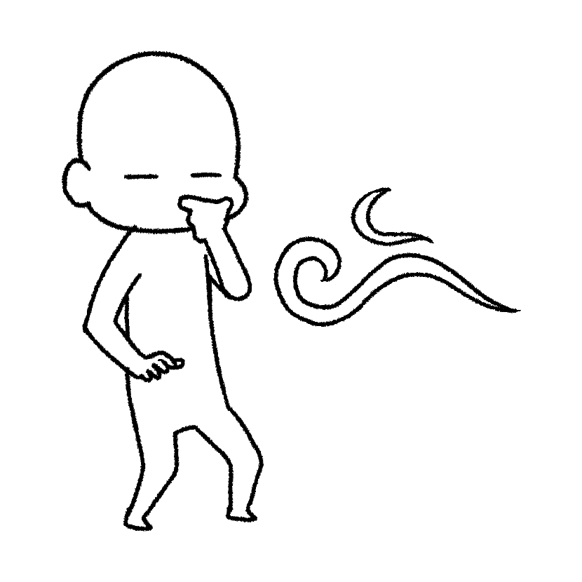 臭くて鼻をつまむ
