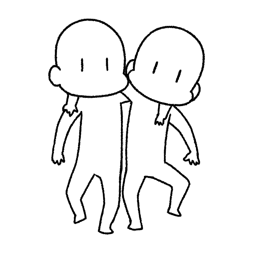 二人で肩を組む