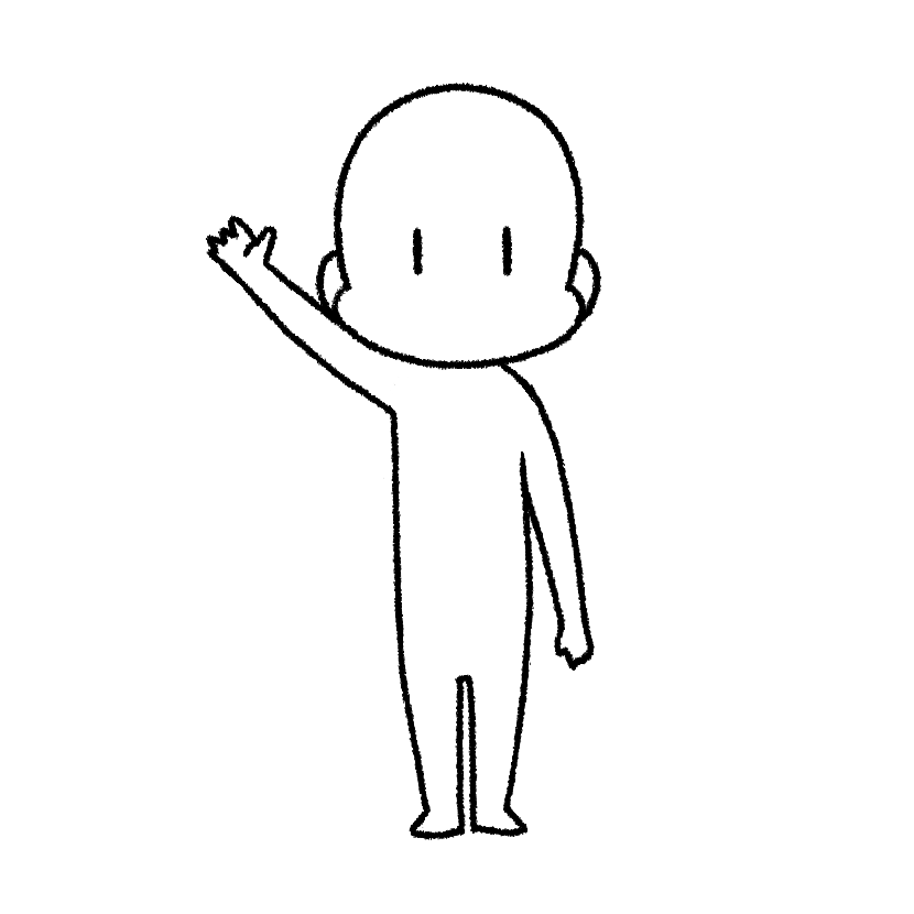 片手をあげてこんにちは