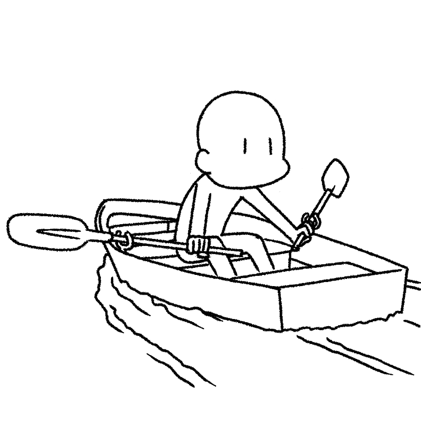 オールを漕ぐ