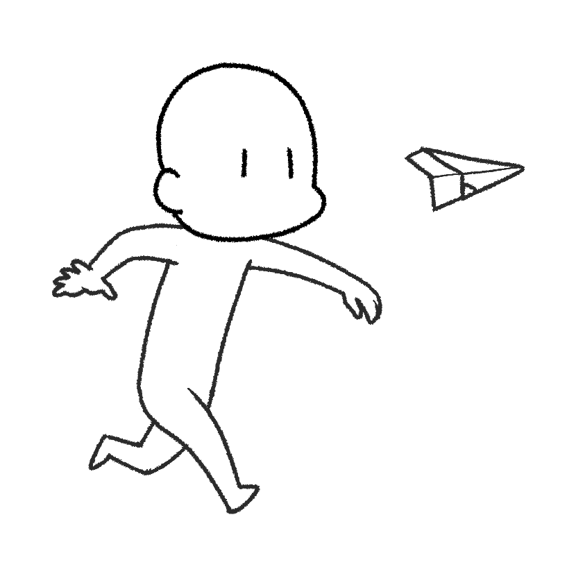 紙飛行機を飛ばす