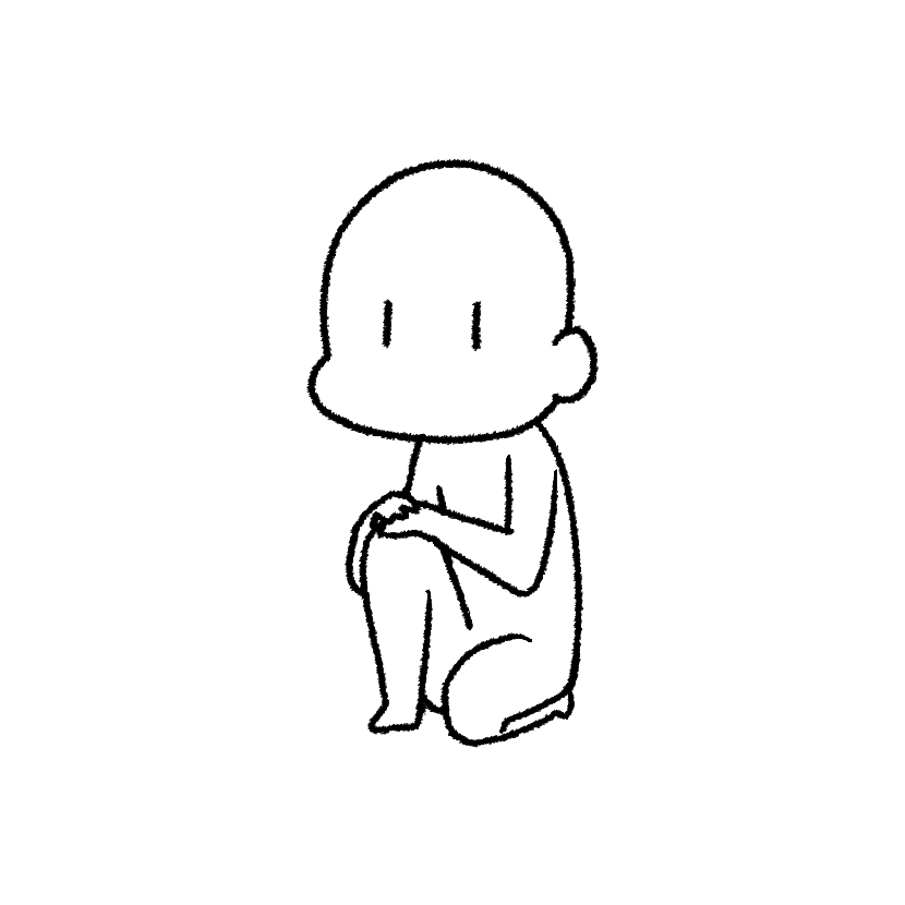 Mame upright on the knees