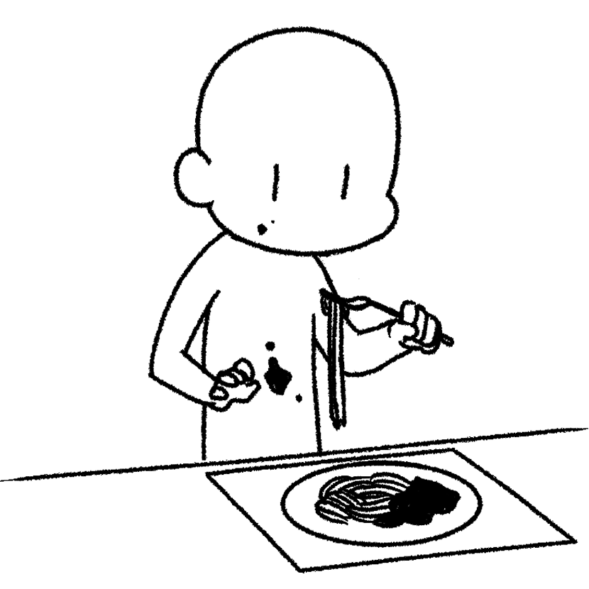 食事中に服を汚す