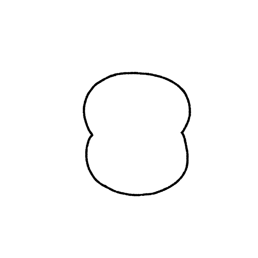 Gourd-shaped speech balloon without a tail