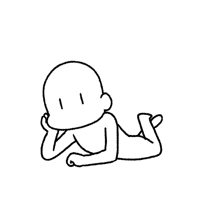 Mame lying on the right elbow