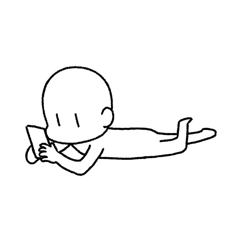 寝転がりながら携帯を使う