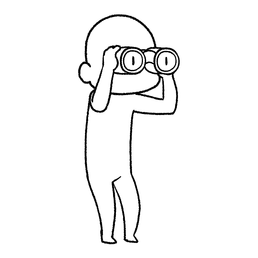 Mame using binoculars