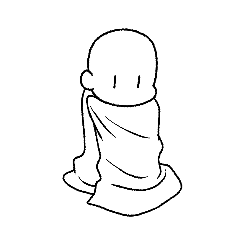毛布にくるまる
