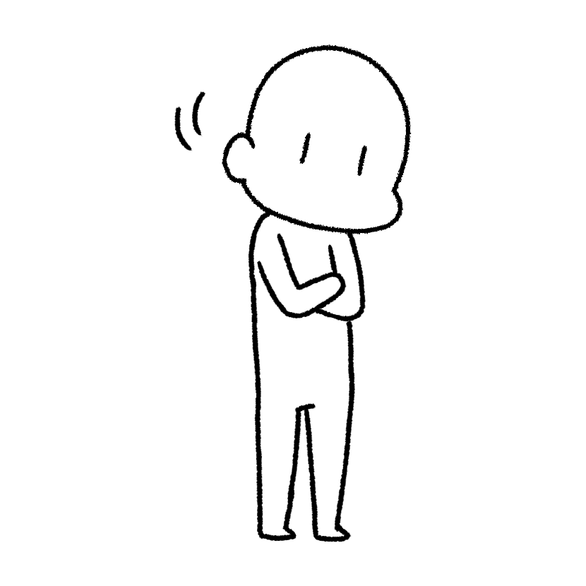 首をかしげる