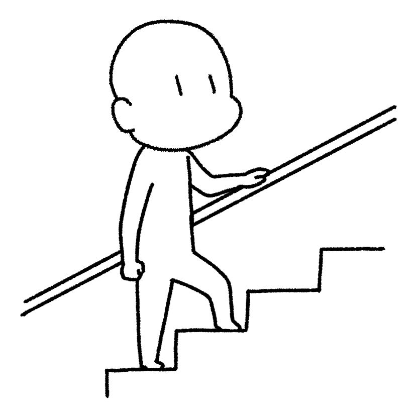 手すりを持って階段を上り下り