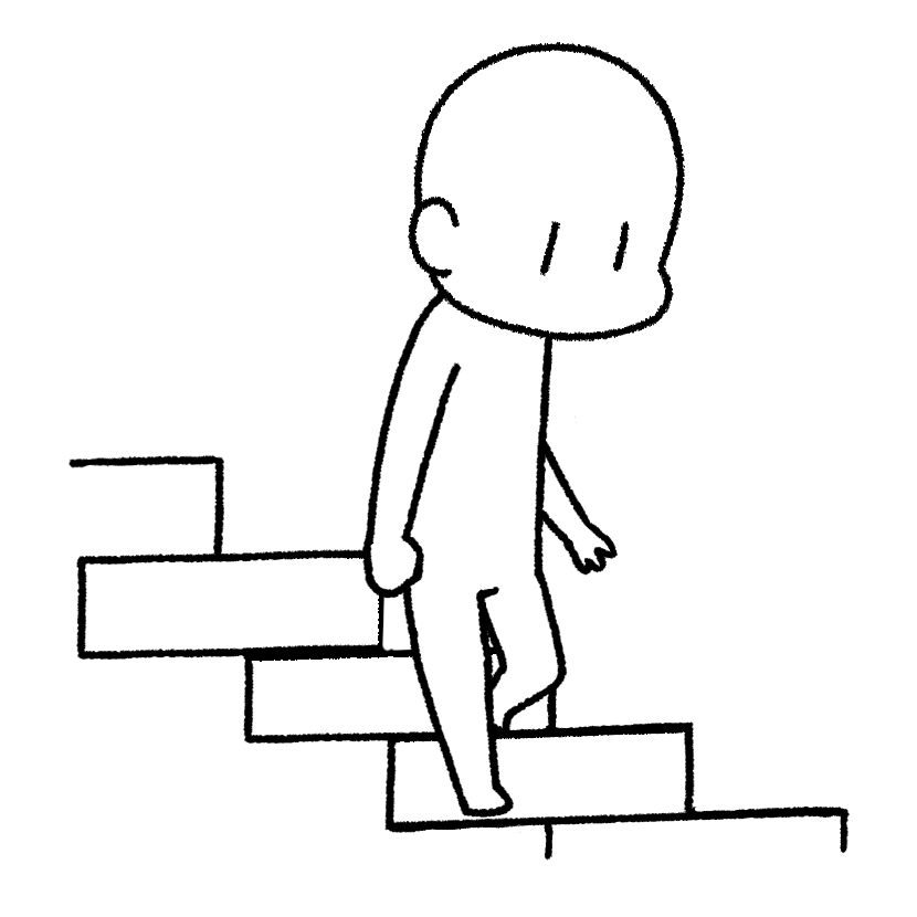 階段を降りる