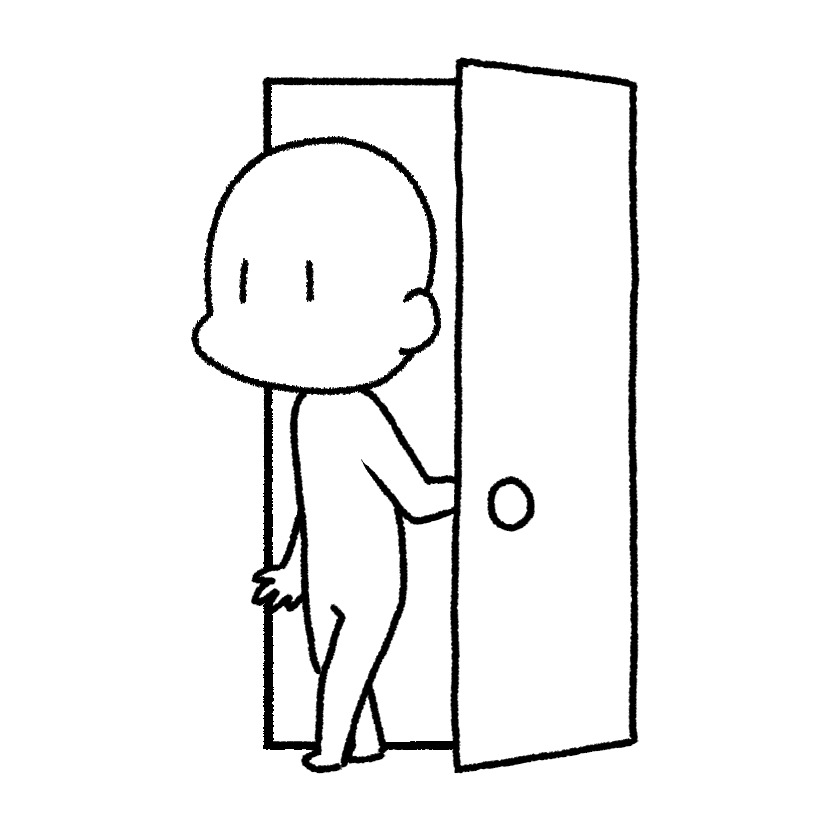 ドアから出てくる