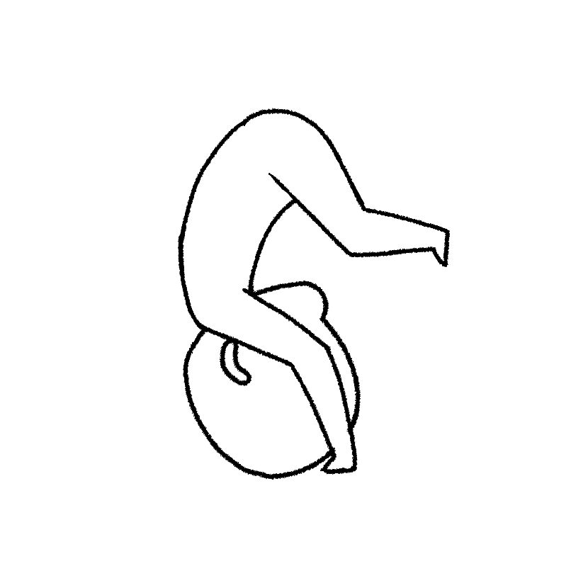 Mame doing a forward roll, side view