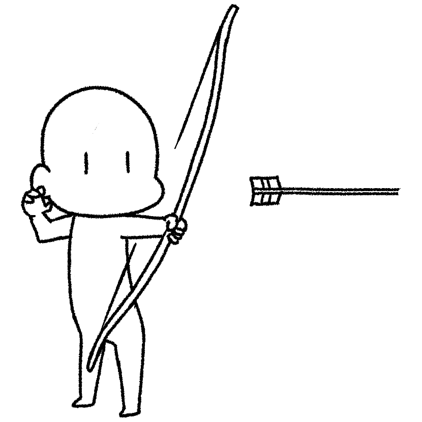Mame releasing an arrow