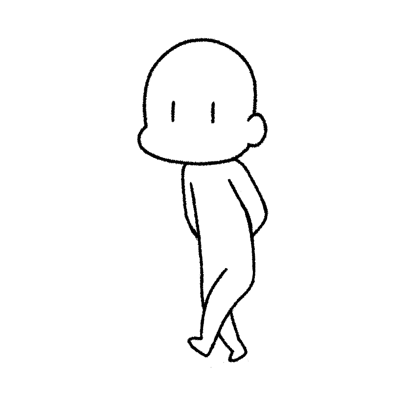 後ろに手を回して歩く