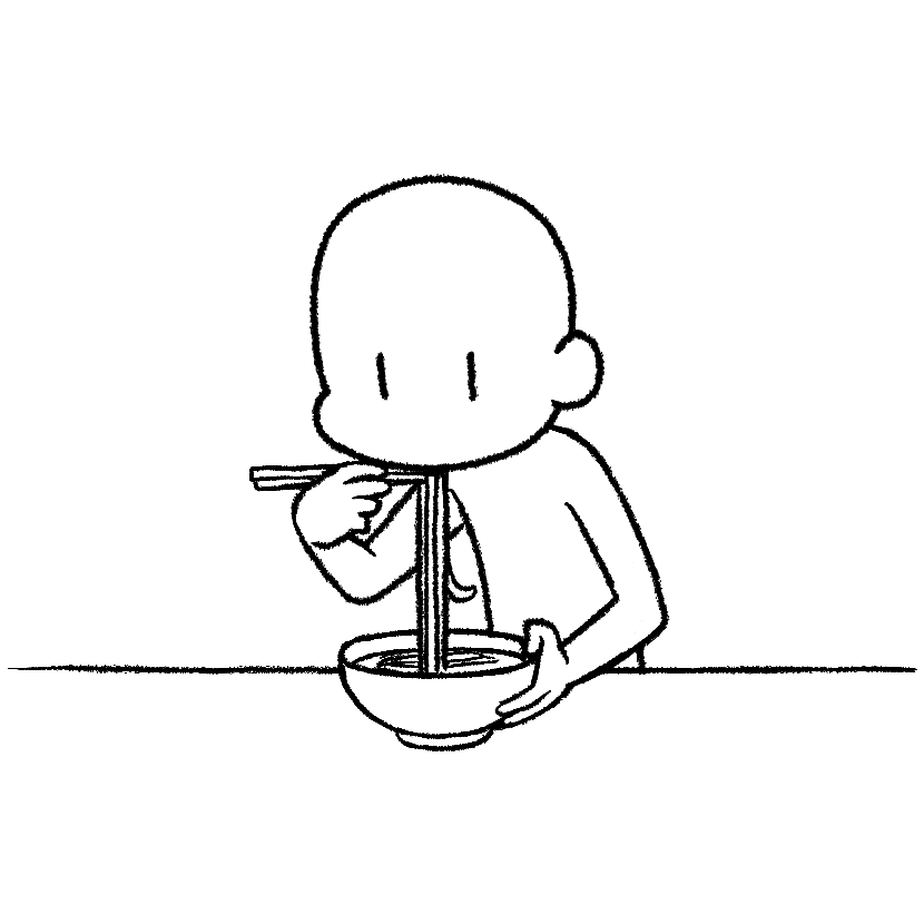 麺類を食べる