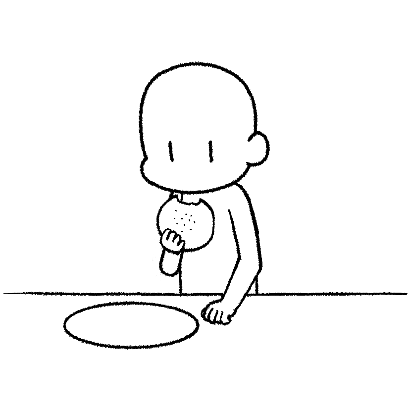 手づかみで食べる（片手）