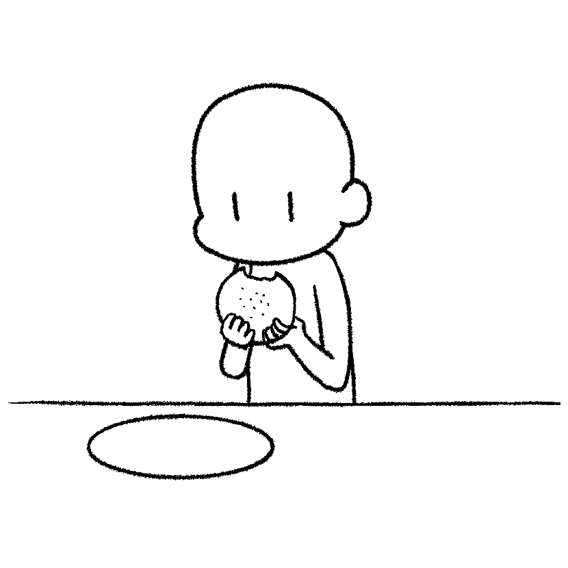 手づかみで食べる（両手）