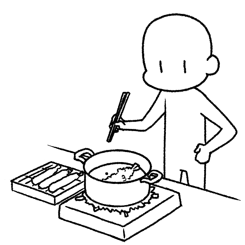 エビフライを揚げる