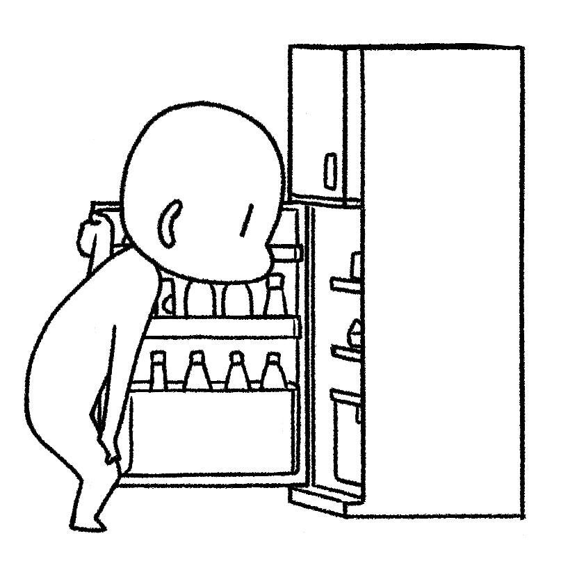 冷蔵庫の中を見る