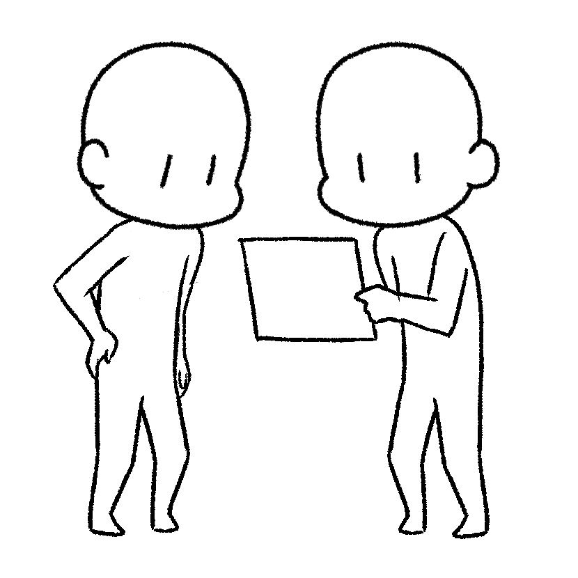 ２人で資料を見る