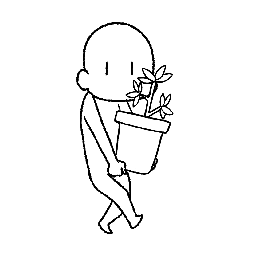 植木鉢を持つ