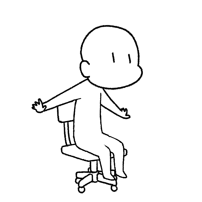 椅子に座ったまま驚く